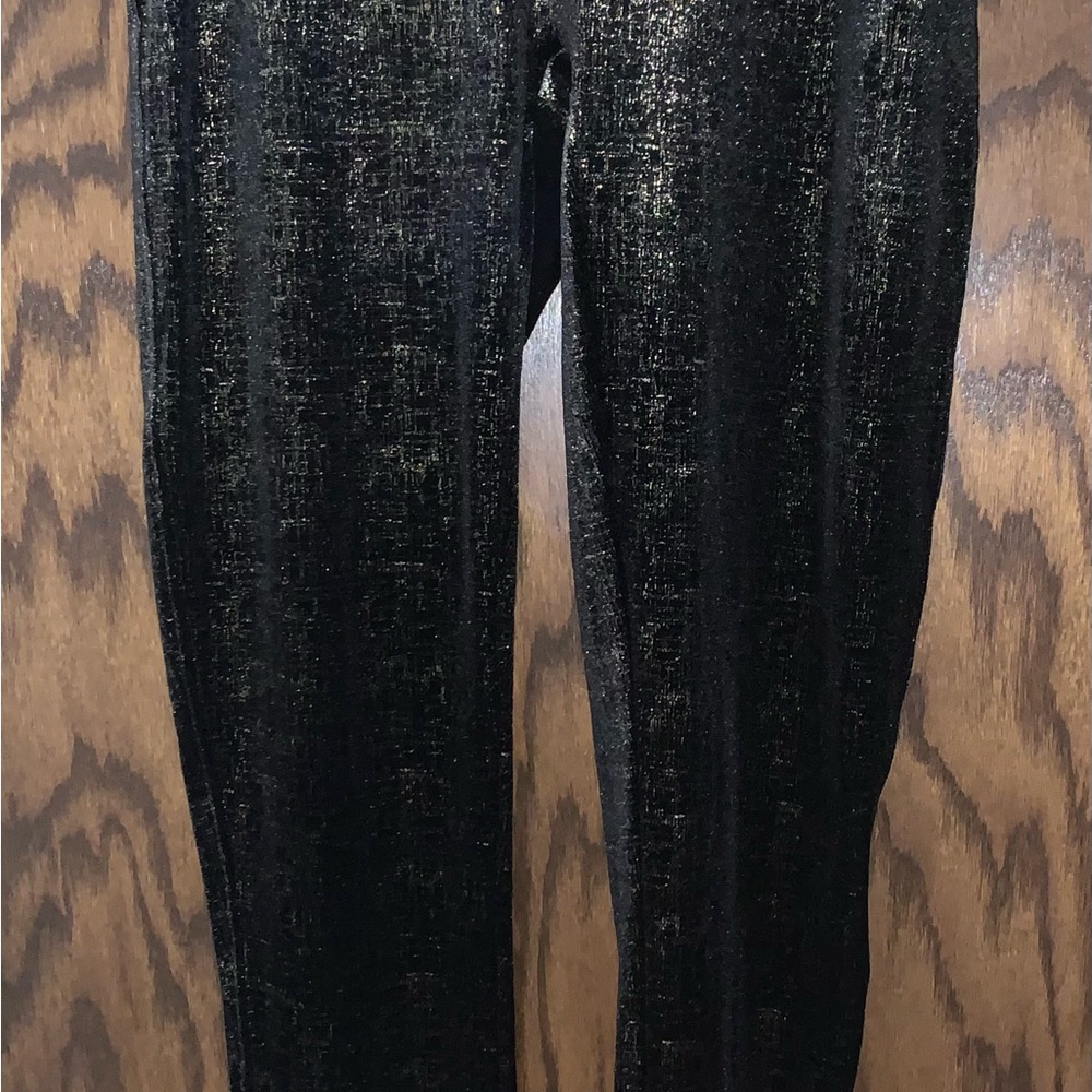 NEW SPANX Large Metallic Black Full Length Leggings Large